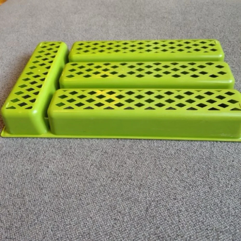 Vtg Plastic Utensil Drawer Organizer Silverware Holder Lattice Avocado Green